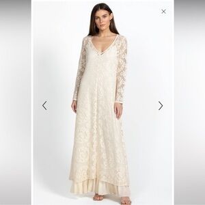 Johnny Was Ivory Lace V-Neck Maxi Dress